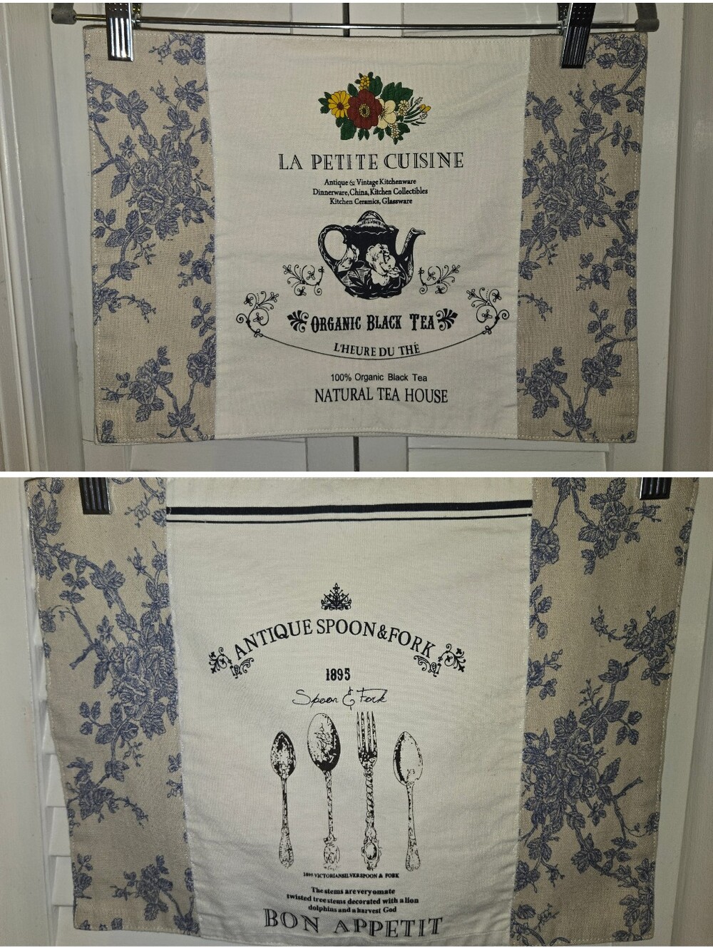 Vintage French Country Reversible Fabric Placemats Set of 2 Tea & Silverware Pri